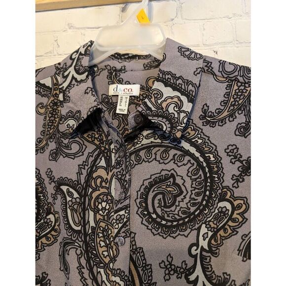 Denim& Company button-down Paisley blouse medium - Picture 2 of 5